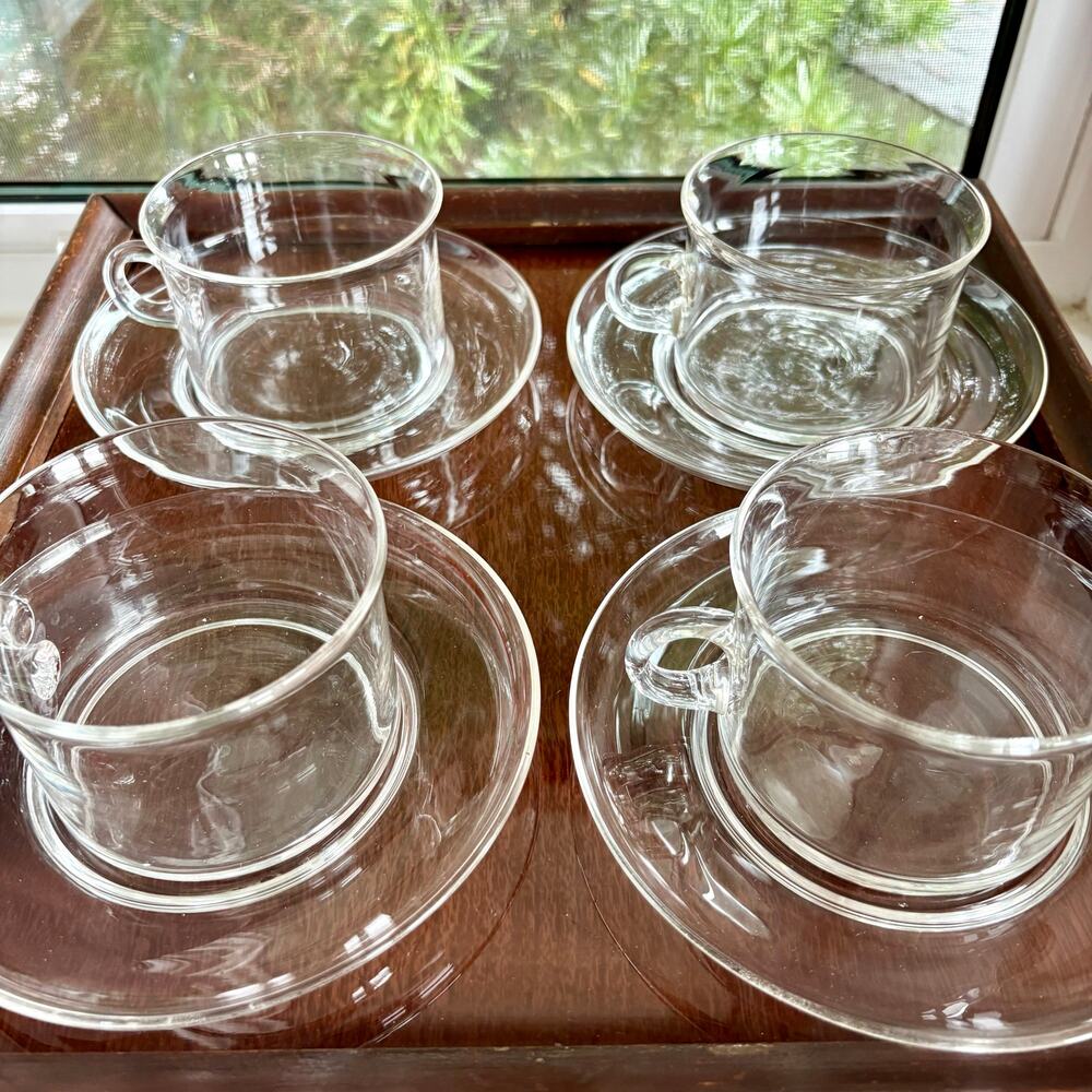 Vintage Boda Nova Signe Persson-Melin Swedish Glass Mug Service for 4